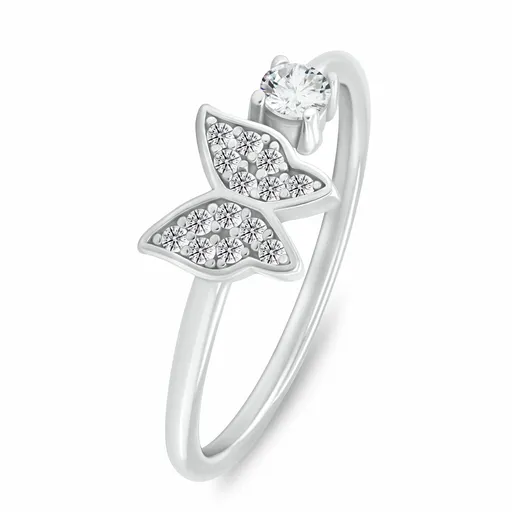Brilio Silver Okouzlující stříbrný prsten s čirými zirkony Motýl RI142W 50 mm
