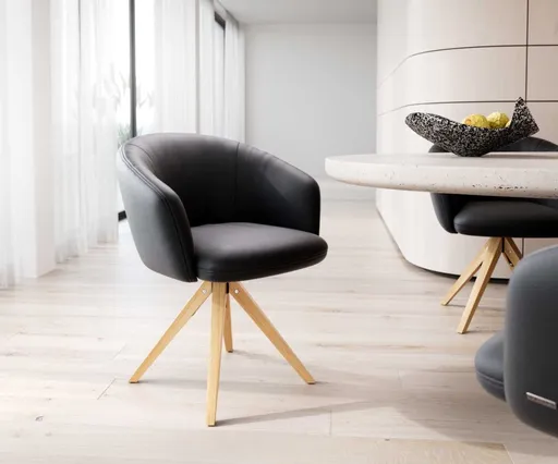 Otočná židle Caja-Flex s područkami dřevěná podnož hranatá