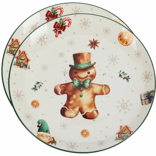 Sada 2 porcelánových mělkých talířů Gingerbread 27 cm