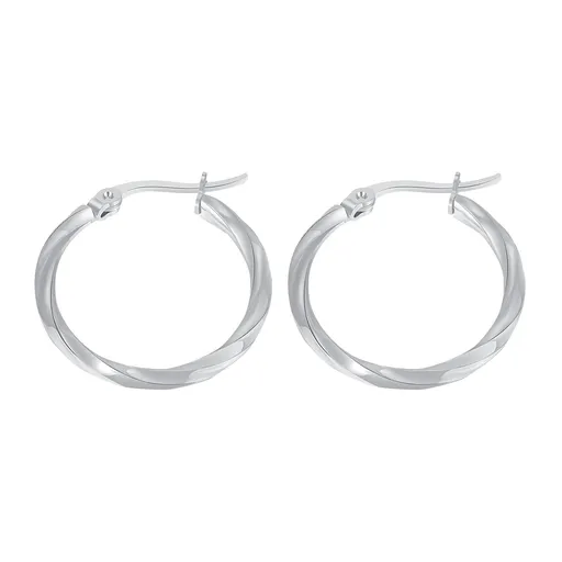 Náušnice z oceli 316L – spirálovitě zatočené kruhy, stříbrná barva