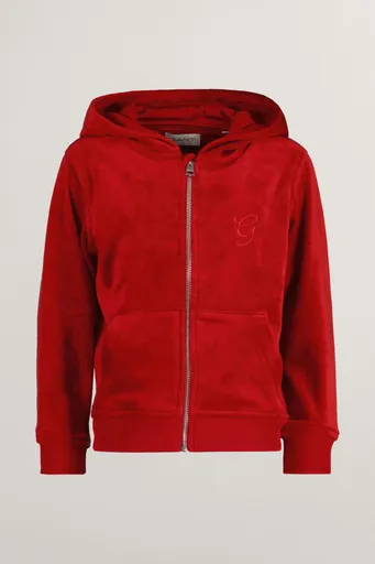 MIKINA GANT VELOUR ZIP HOODIE RUBY RED