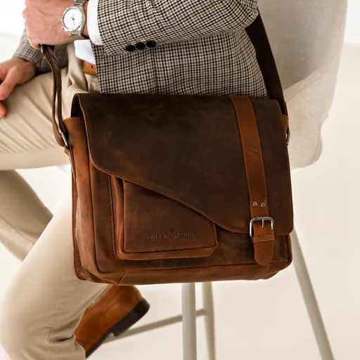 Pánská kožená taška přes rameno Greenwood Kane - světle hnědá