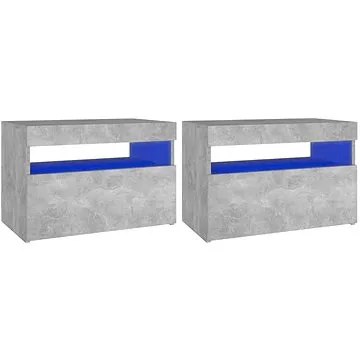 SHUMEE Noční stolek s LED osvětlením 2 ks betonově šedý 60 × 35 × 40 cm, 3082783 (3082783)