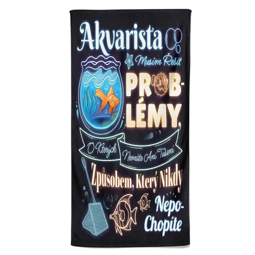 Osuška Akvarista – problémy (Velikost osušky: 100x170cm)