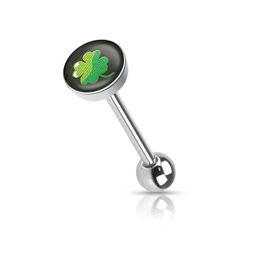 Piercing do jazyka z oceli 316L - obrázky zalité epoxidovou glazurou - Tvar hlavičky: Lebka