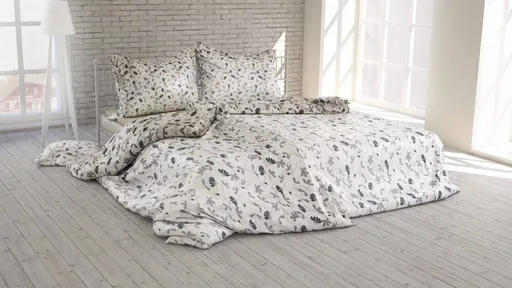 Polášek Bavlněné povlečení KVĚTINOVÁ HARMONIE - Šedá | 140 x 220 cm / 70 x 90 cm