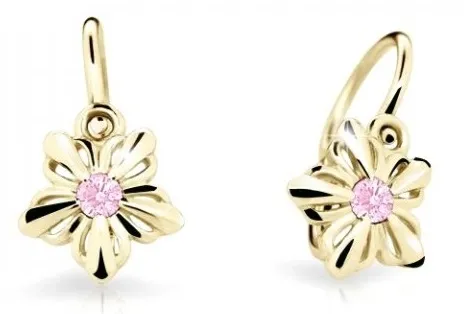 Cutie Jewellery Dětské kytičkové náušnice ze žlutého zlata C2238-10-X-1 růžová