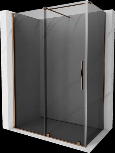 MEXEN/S Velar sprchový kout, posuvné dveře 150 x 80, grafit, růžové zlato 871-150-080-41-60