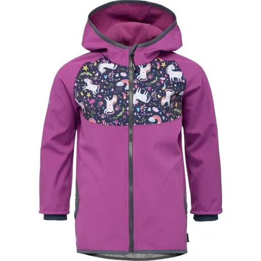 UNUO BASIC Dětská softshellová bunda, růžová, velikost 98-104