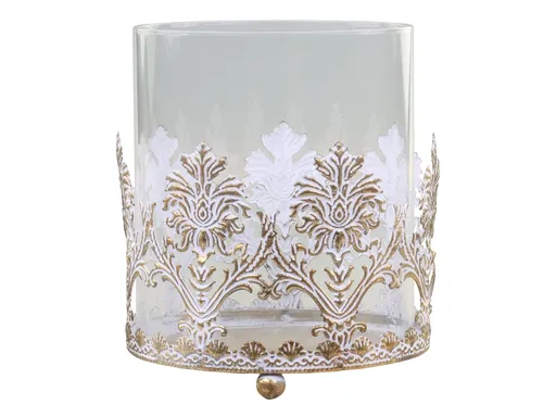 Bronzový antik svícen na širokou svíčku Franié - Ø 15*17cm 71086013 (71860-13)