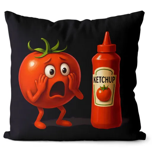 Polštář Vyděšené rajče (Velikost: 55 x 55 cm)