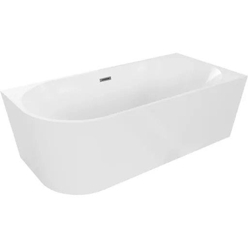 MEXEN/S Mia volně stojící rohová vana pravá 140 x 75, bílá, sifon a přepad grafit metal 52691407500P-95