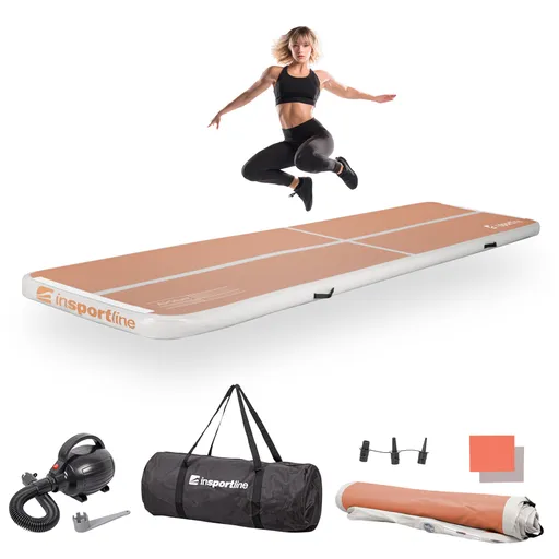 Airtrack inSPORTline Airstunt 400x100x10 cm mocha mousse s elektrickou pumpou