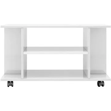 TV stolek s kolečky bílý vysoký lesk 80x40x40 cm dřevotříska (800195)