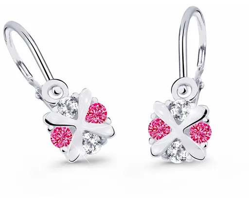 Cutie Jewellery Něžné dětské náušnice z bílého zlata C2753-10-X-2 fuchsiová