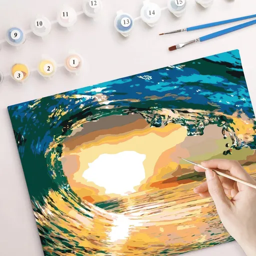 Malování podle čísel Vlna při západu slunce