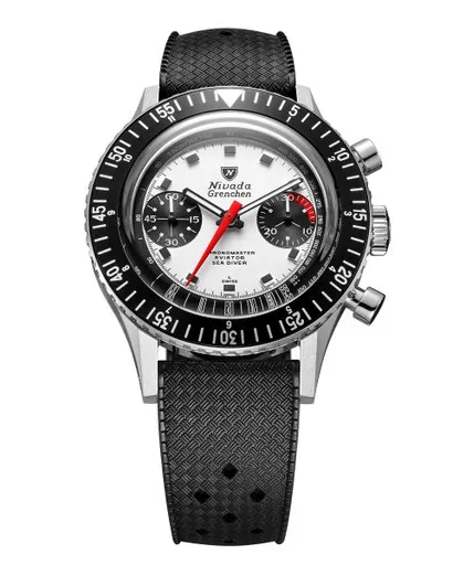 Nivada Grenchen Chronomaster White Panda 41mm - Rubber tropic