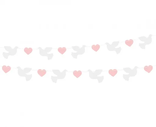 Godan Girlanda - Holubice a růžová srdíčka 150 cm