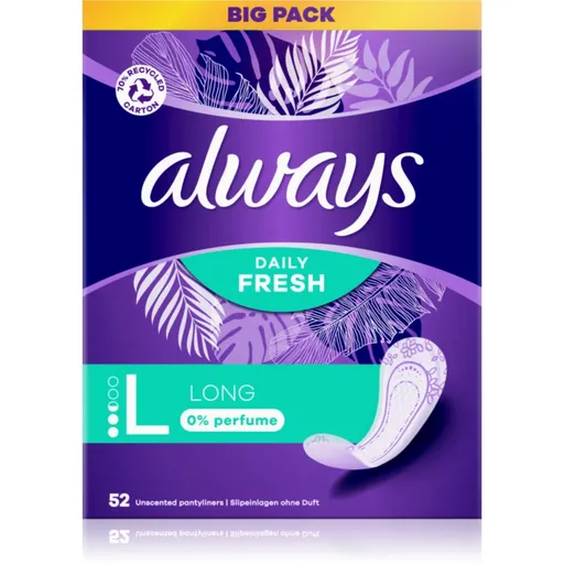 Always Daily Fresh Long slipové vložky bez parfemace 52 ks