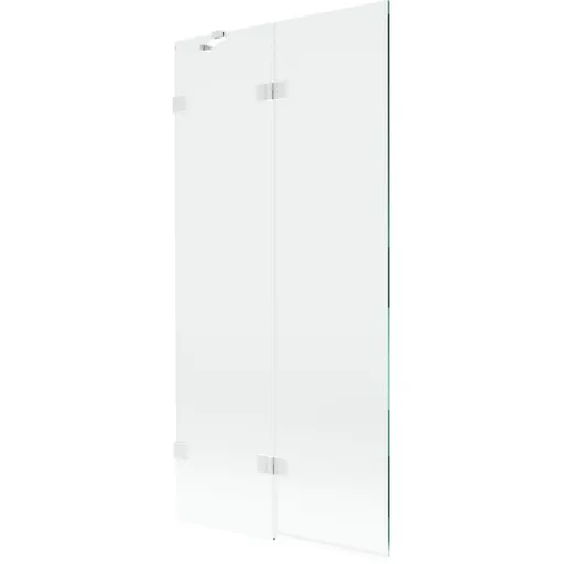 MEXEN/S Lunar vanová zástěna 2-křídlová levá 90 x 150, transparent, bílá 897-090-100-20-00-L