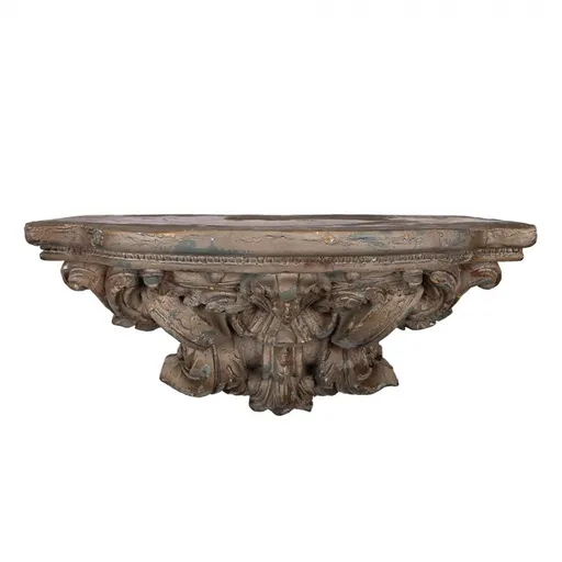 Hnědá nástěnná dekorační police s ornamenty Solangée - 60*23*30 cm Clayre & Eef