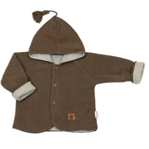 Baby Nellys Pletený dětský kabátek/bundička s kapucí Star, oboustranný vel.  74