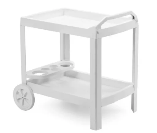 Progarden Plastový zahradní pojízdný odkládací servírovací stolek Astro 53x74x73 cm bílý