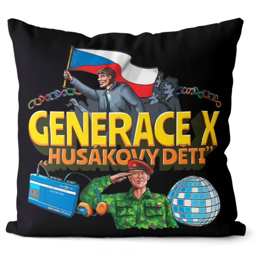 Polštář Generace X – Husákovy děti (Velikost: 40 x 40 cm)