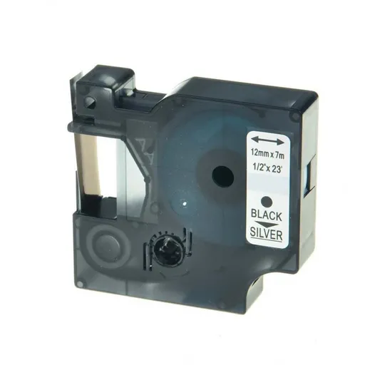 Kompatibilní páska s Dymo 53722, 24mm x 7m, černý tisk / stříbrný podklad