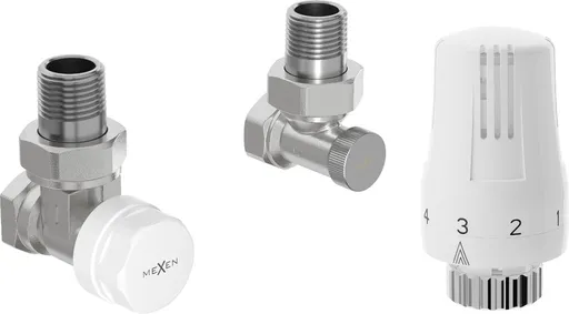 MEXEN/S G01 úhlová termostatická souprava pro radiátor, nikl W913-012-918-01