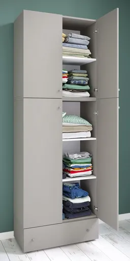 VCM Šatní skříň Lona XXL s otočnými dveřmi se zásuvkou, šedá