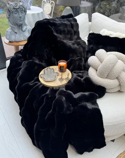 Sofa Shawl Bubble 200x75 - Black