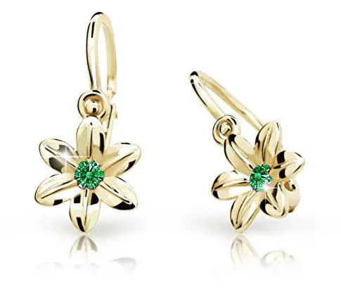 Cutie Jewellery Zlaté dětské náušnice C1993-10-X-1 zelená