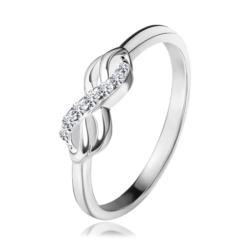 Stříbrný prsten 925 - dvojitý symbol nekonečna se zirkonem - Velikost: 60