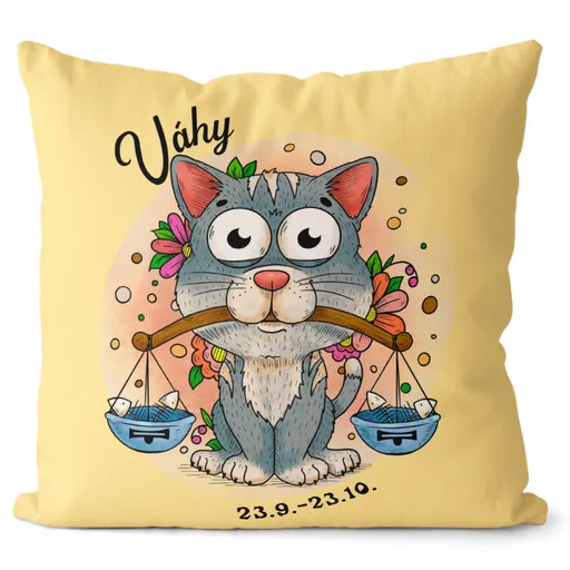 Polštář Kočičí znamení – váhy (Velikost: 40 x 40 cm)