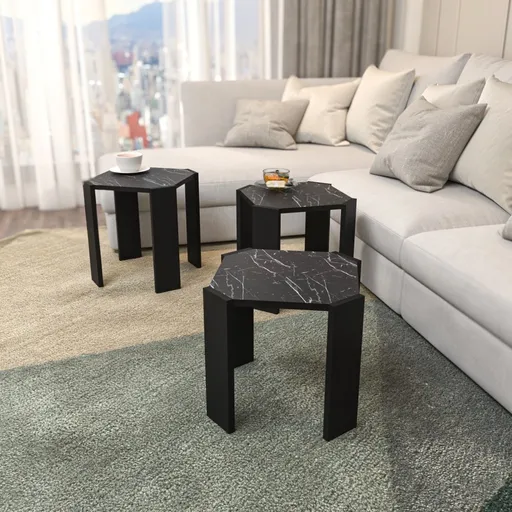 Konferenční stolek Lori - Black, Marble