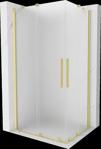 MEXEN/S Velar Duo sprchový kout, posuvné dveře 100 x 90, dekor, zlato kartáčovaná 871-100-090-32-55