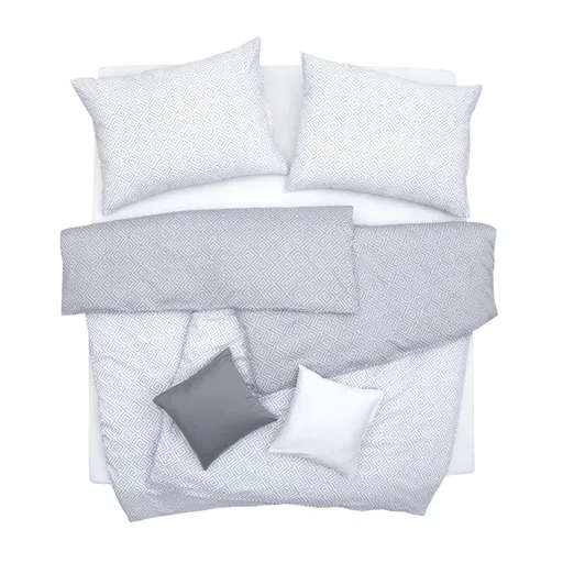 SCANquilt povlečení SATÉN DESIGN kristal bílošedá+šedobílá 140 x 200/70 x 90 cm