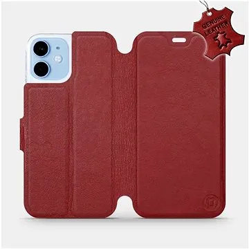 Flipové pouzdro na mobil Apple iPhone 12 mini - Tmavě červené - kožené -   Dark Red Leather (5903516373338)