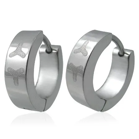 Ocelové náušnice - obruče s ornamentem