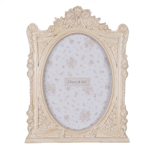 Béžový antik fotorámeček zdobený květinami - 19*2*24 cm / 13*18 cm 2F1212