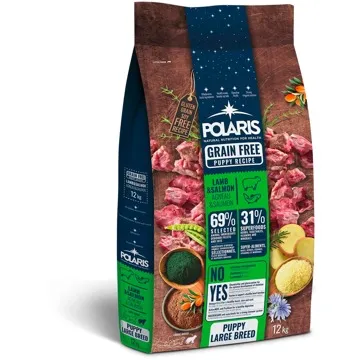 Polaris bezobilné granule s čerstvým masem Junior Large Breed s jehněčím a lososem 12kg (5999566110597)