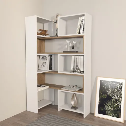 Knihovna Poyraz - White, Walnut