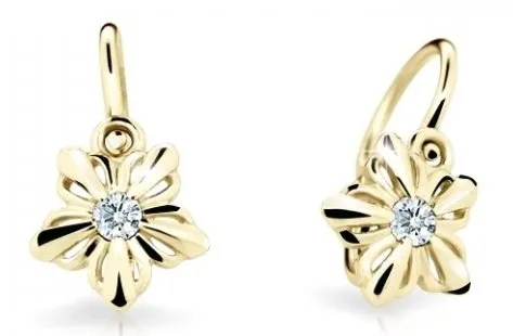 Cutie Jewellery Dětské kytičkové náušnice ze žlutého zlata C2238-10-X-1 bílá