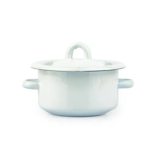 TORO Smaltovaný kastrol s poklicí 0,4l bílý