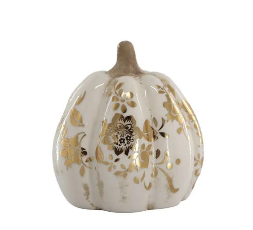 Krémová antik dekorace dýně Melun gold S/M - Ø 9*10 cm Chic Antique
