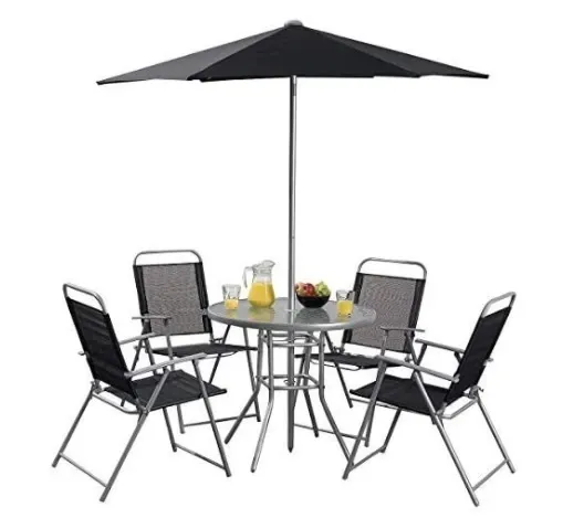 GardenMeister zahradní sestava Hawaii stůl + 4 židle + slunečník antracit