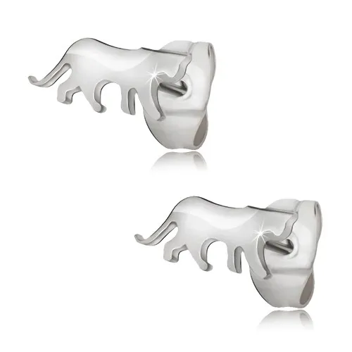 Náušnice z chirurgické oceli stříbrné barvy, puma