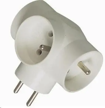 PREMIUMCORD Roztrojka 230V 10A, 3x zásuvka kulatá, bílá