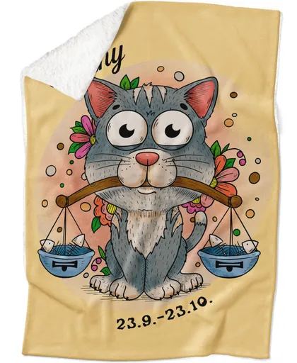 Deka Kočičí znamení – váhy (Podšití beránkem: ANO)